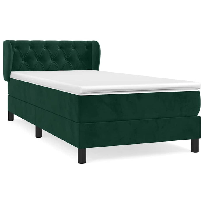Pat box spring cu saltea, verde închis, 80x200 cm, catifea - WALTI WALTI