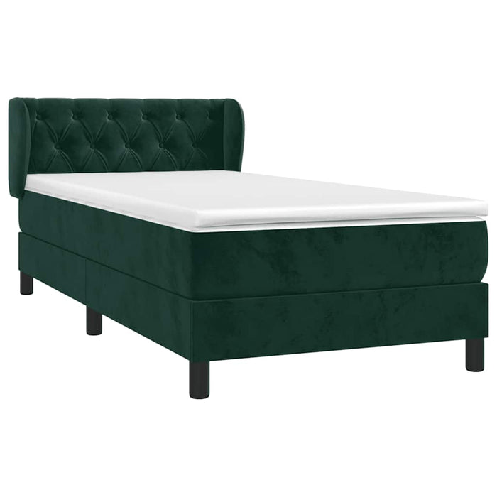 Pat box spring cu saltea, verde închis, 80x200 cm, catifea - WALTI WALTI