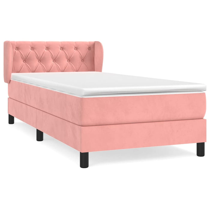 Pat box spring cu saltea, roz, 80x200 cm, catifea - WALTI WALTI
