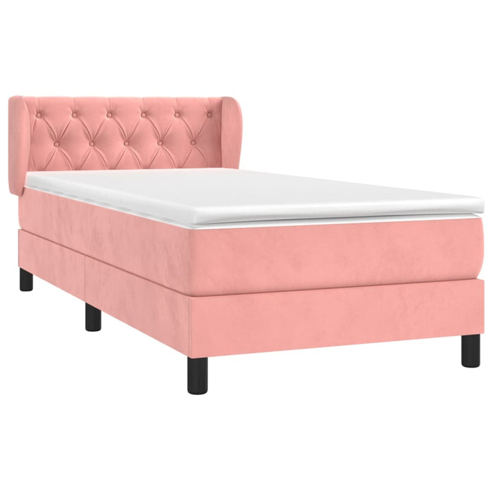 Pat box spring cu saltea, roz, 80x200 cm, catifea - WALTI WALTI