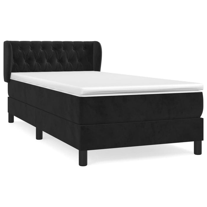 Pat box spring cu saltea, negru, 90x190 cm, catifea - WALTI WALTI