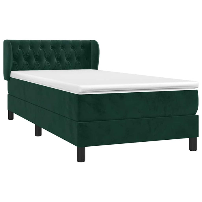 Pat box spring cu saltea, verde închis, 90x200 cm, catifea - WALTI WALTI