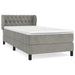 Pat box spring cu saltea, gri deschis, 100x200 cm, catifea - WALTI WALTI
