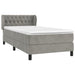 Pat box spring cu saltea, gri deschis, 100x200 cm, catifea - WALTI WALTI