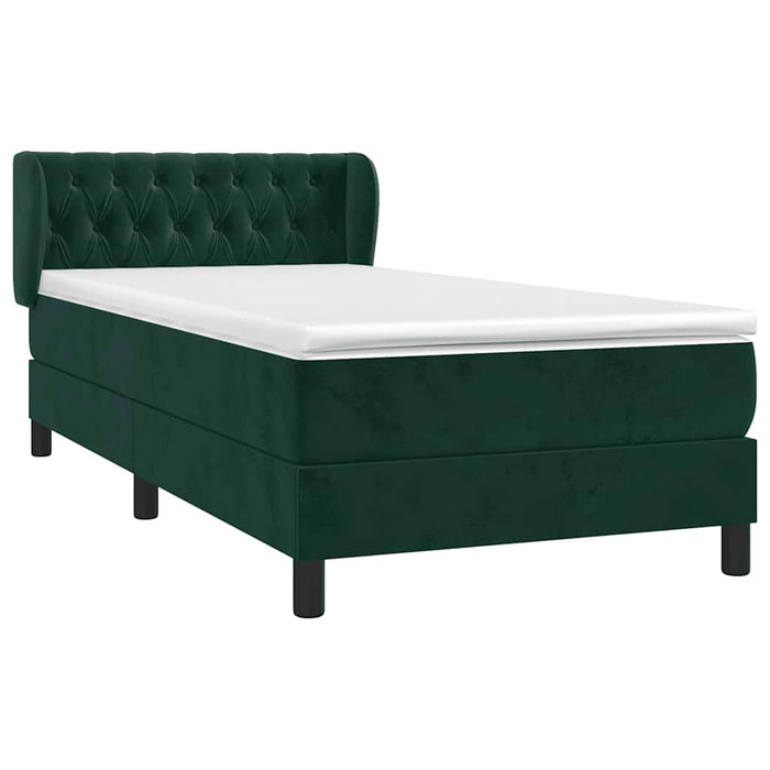 Pat box spring cu saltea, verde închis, 100x200 cm, catifea - WALTI WALTI