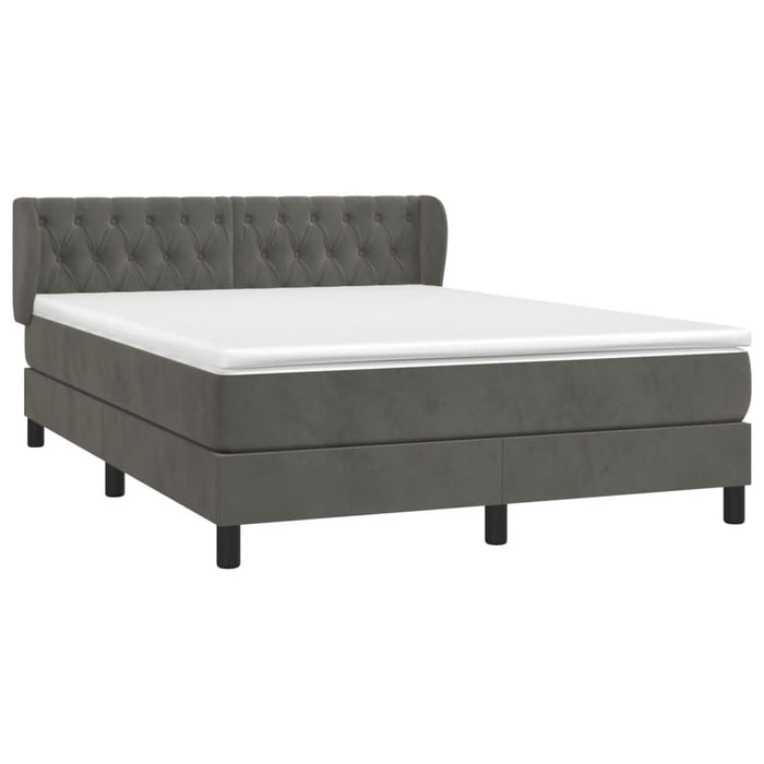 Pat box spring cu saltea, gri închis, 140x190 cm, catifea - WALTI WALTI
