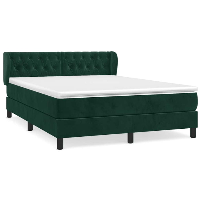 Pat box spring cu saltea, verde închis, 140x200 cm, catifea - WALTI WALTI