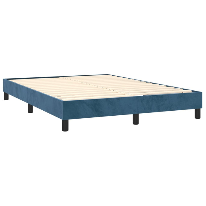 Pat box spring cu saltea, albastru închis, 140x200 cm, catifea - WALTI WALTI