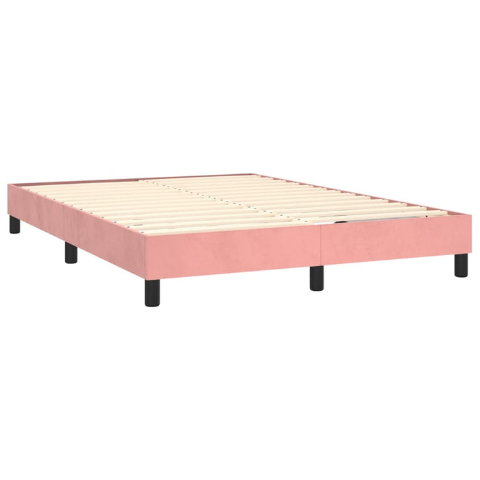 Pat box spring cu saltea, roz, 140x200 cm, catifea WALTI