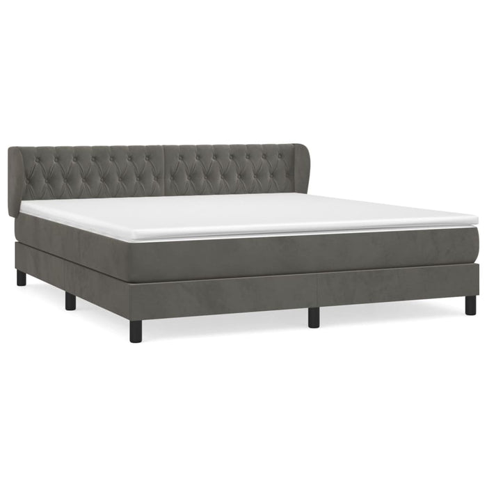 Pat box spring cu saltea, gri închis, 160x200 cm, catifea - WALTI WALTI