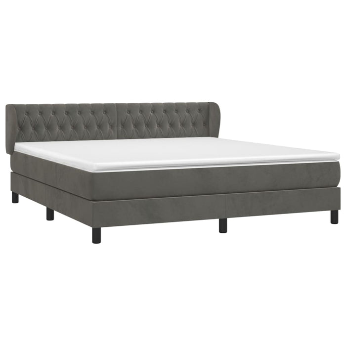 Pat box spring cu saltea, gri închis, 160x200 cm, catifea - WALTI WALTI