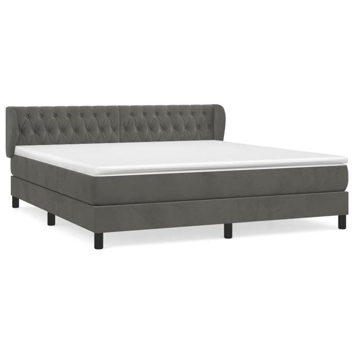 Pat box spring cu saltea, gri închis, 180x200 cm, catifea - WALTI WALTI