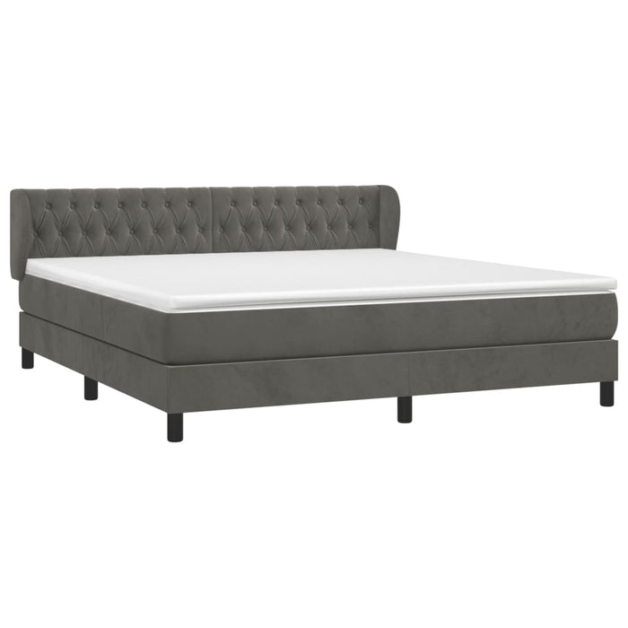 Pat box spring cu saltea, gri închis, 180x200 cm, catifea - WALTI WALTI