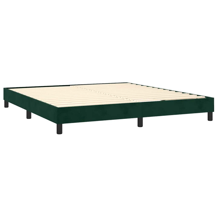 Pat box spring cu saltea, verde închis, 180x200 cm, catifea WALTI