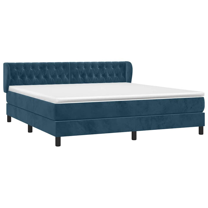 Pat box spring cu saltea, albastru închis, 180x200 cm, catifea - WALTI WALTI