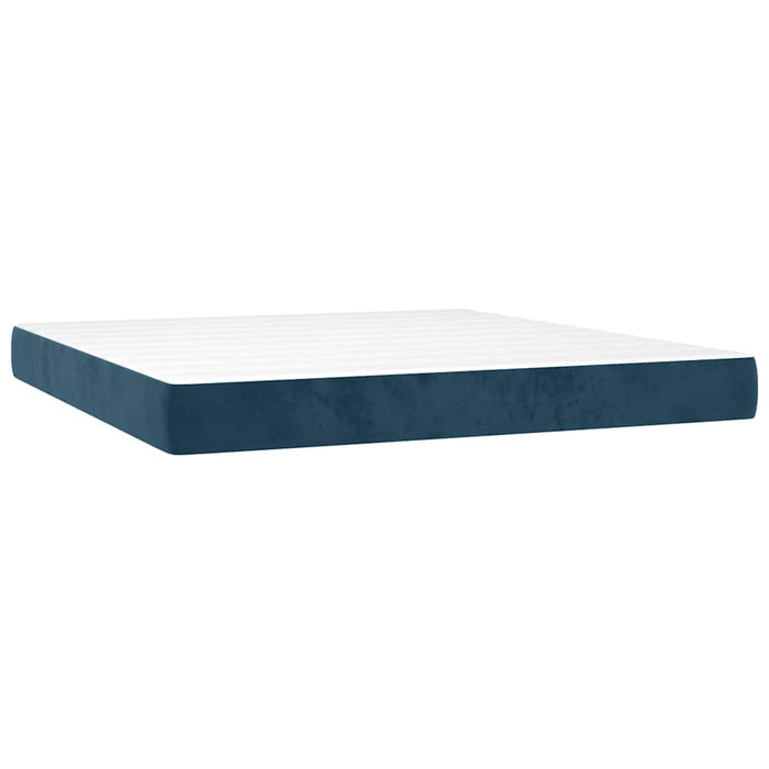 Pat box spring cu saltea, albastru închis, 180x200 cm, catifea - WALTI WALTI