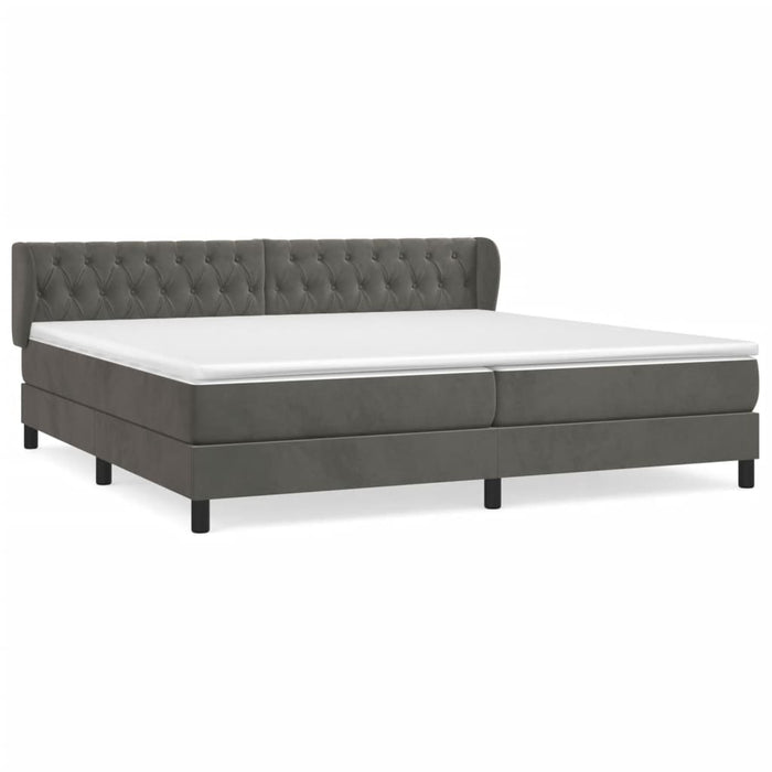 Pat box spring cu saltea, gri închis, 200x200 cm, catifea - WALTI WALTI