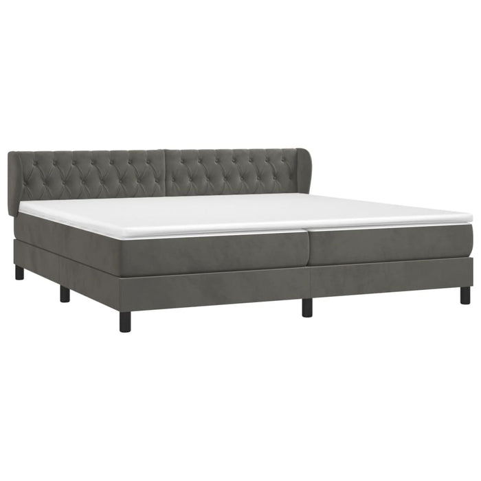 Pat box spring cu saltea, gri închis, 200x200 cm, catifea - WALTI WALTI
