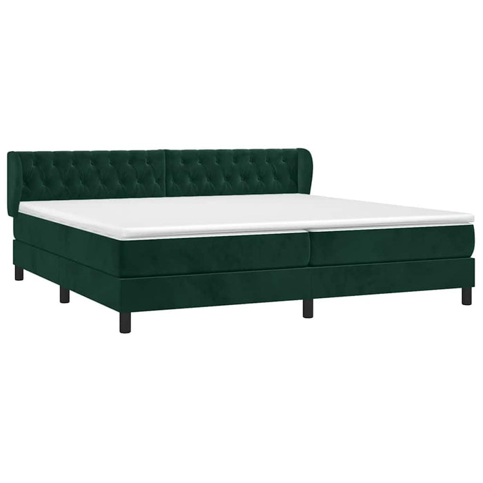 Pat box spring cu saltea, verde închis, 200x200 cm, catifea - WALTI WALTI