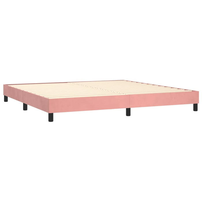 Pat box spring cu saltea, roz, 200x200 cm, catifea WALTI
