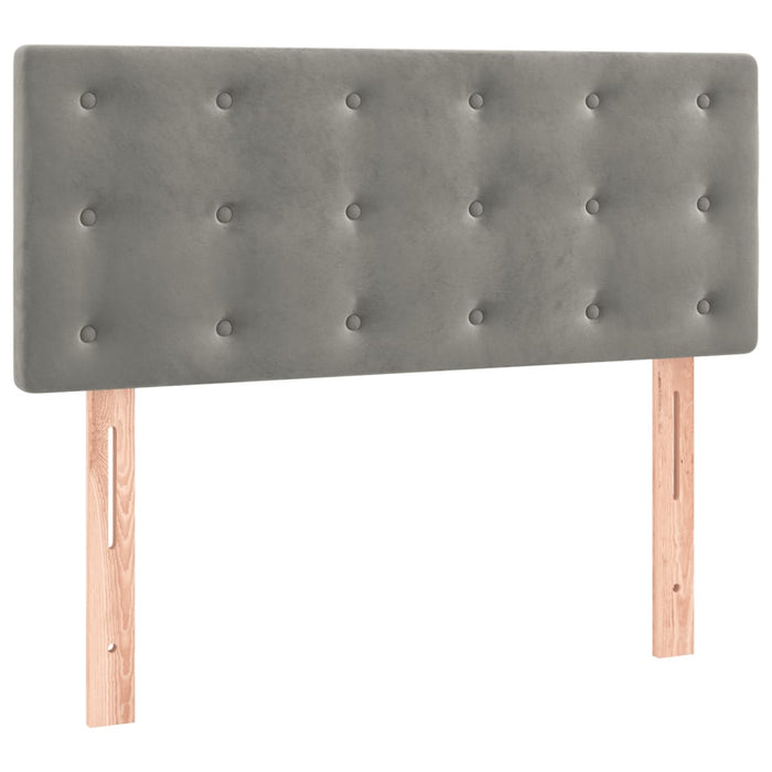 Pat continental cu saltea, gri deschis, 80x200 cm, catifea WALTI