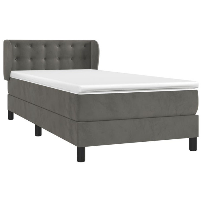 Pat box spring cu saltea, gri închis, 80x200 cm, catifea - WALTI WALTI