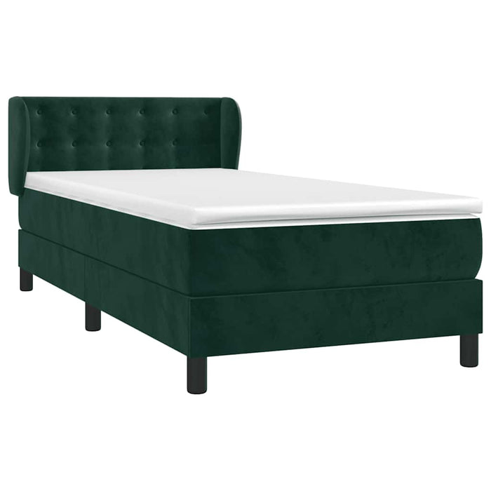 Pat box spring cu saltea, verde închis, 80x200 cm, catifea - WALTI WALTI