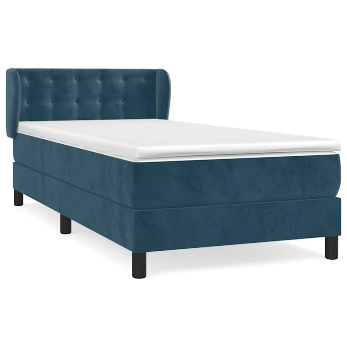 Pat box spring cu saltea, albastru închis, 80x200 cm, catifea - WALTI WALTI