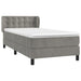 Pat box spring cu saltea, gri deschis, 90x190 cm, catifea - WALTI WALTI