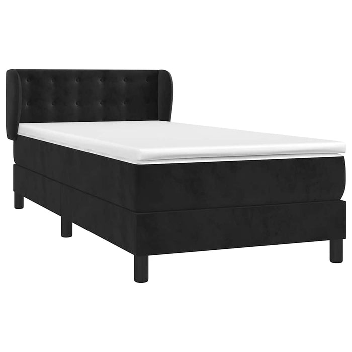 Pat box spring cu saltea, negru, 90x190 cm, catifea - WALTI WALTI