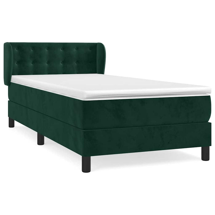 Pat box spring cu saltea, verde închis, 90x200 cm, catifea - WALTI WALTI