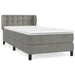 Pat box spring cu saltea, gri deschis, 100x200 cm, catifea - WALTI WALTI