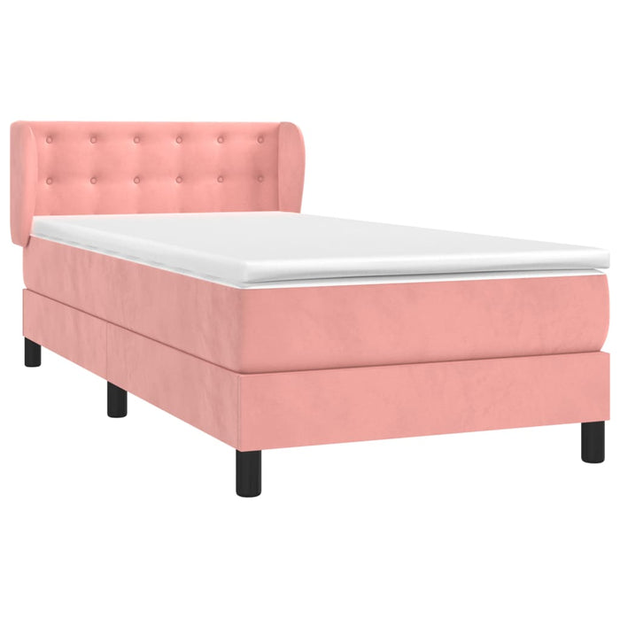 Pat box spring cu saltea, roz, 100x200 cm, catifea - WALTI WALTI