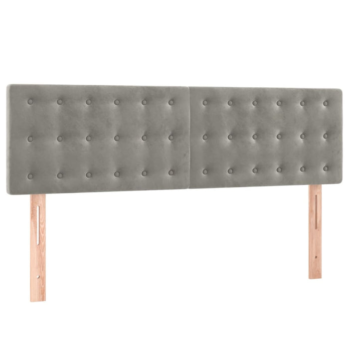 Pat box spring cu saltea, gri deschis, 140x190 cm, catifea - WALTI WALTI