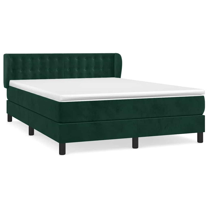 Pat box spring cu saltea, verde închis, 140x190 cm, catifea - WALTI WALTI