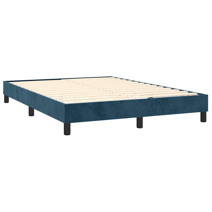 Pat box spring cu saltea, albastru închis, 140x190 cm, catifea WALTI