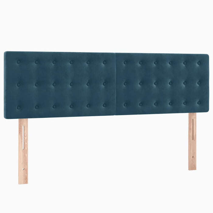 Pat box spring cu saltea, albastru închis, 140x190 cm, catifea WALTI
