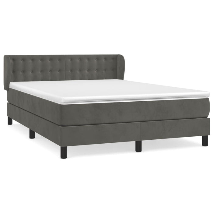 Pat box spring cu saltea, gri închis, 140x200 cm, catifea - WALTI WALTI