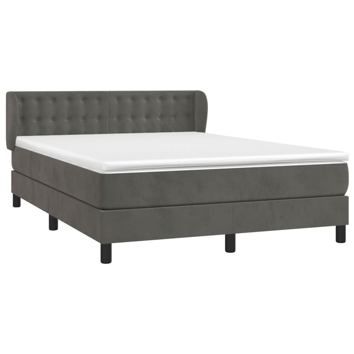 Pat box spring cu saltea, gri închis, 140x200 cm, catifea - WALTI WALTI