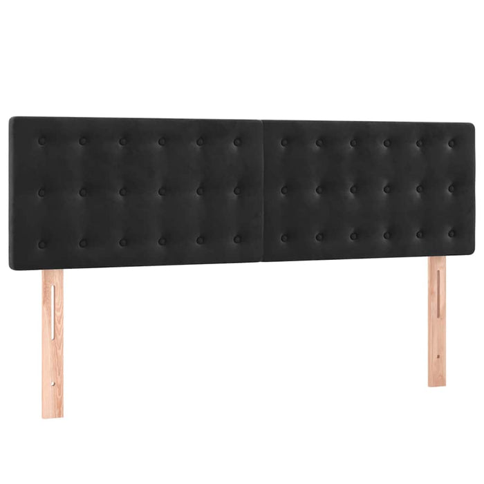Pat box spring cu saltea, negru, 140x200 cm, catifea WALTI