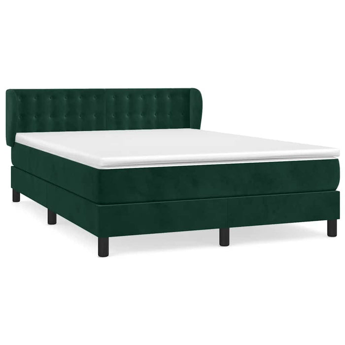Pat box spring cu saltea, verde închis, 140x200 cm, catifea - WALTI WALTI