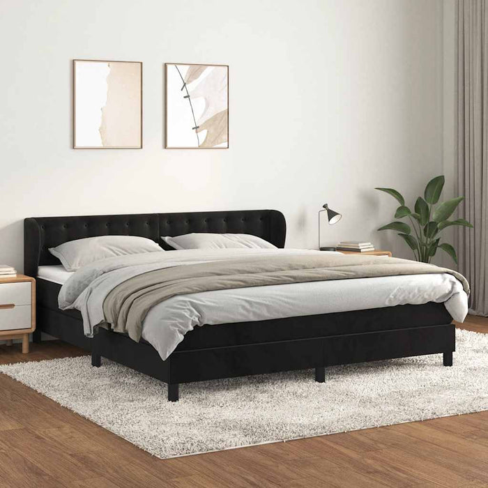 Pat box spring cu saltea, negru, 160x200 cm, catifea - WALTI WALTI