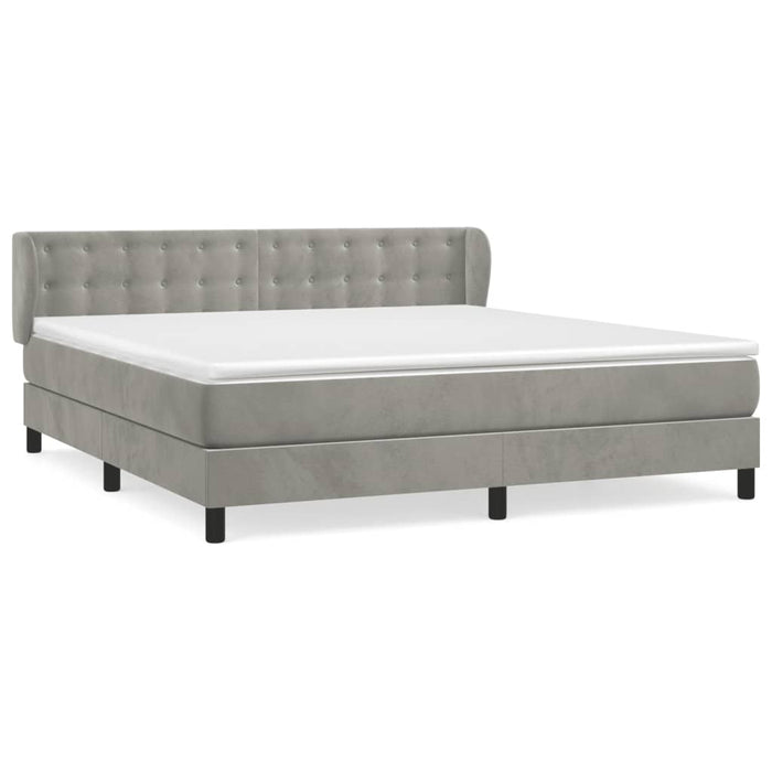 Pat box spring cu saltea, gri deschis, 180x200 cm, catifea - WALTI WALTI