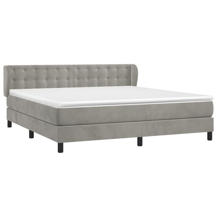 Pat box spring cu saltea, gri deschis, 180x200 cm, catifea - WALTI WALTI