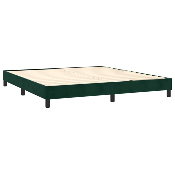 Pat box spring cu saltea, verde închis, 180x200 cm, catifea WALTI