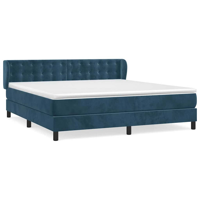Pat box spring cu saltea, albastru închis, 180x200 cm, catifea - WALTI WALTI