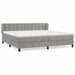 Pat box spring cu saltea, gri deschis, 200x200 cm, catifea - WALTI WALTI