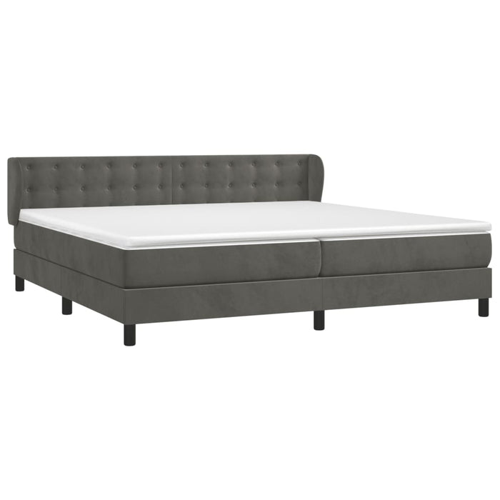 Pat box spring cu saltea, gri închis, 200x200 cm, catifea WALTI