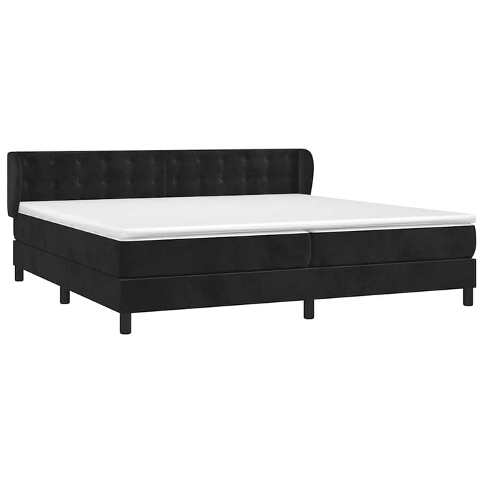 Pat box spring cu saltea, negru, 200x200 cm, catifea WALTI