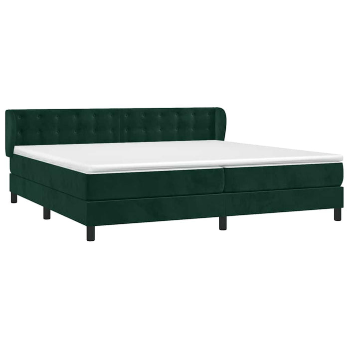 Pat box spring cu saltea, verde închis, 200x200 cm, catifea WALTI